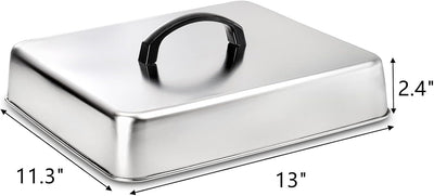 2 Pzas Cubiertas Acero Inox 13x11.3pulg para Parrilla