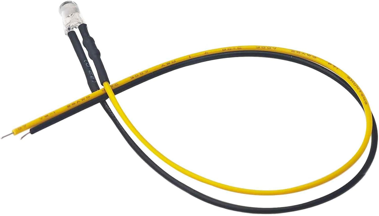 60 Lámparas LED 0.197pulg 12V CC con cable amarillo