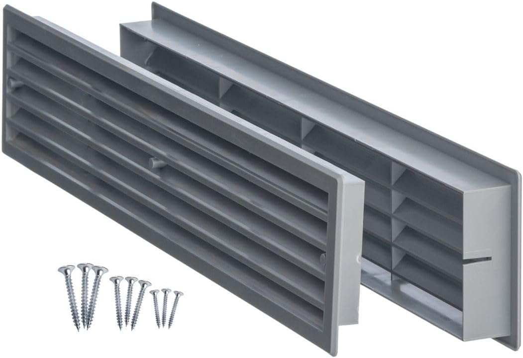 Cubierta ventilación puerta 18x4 pulg plástico gris