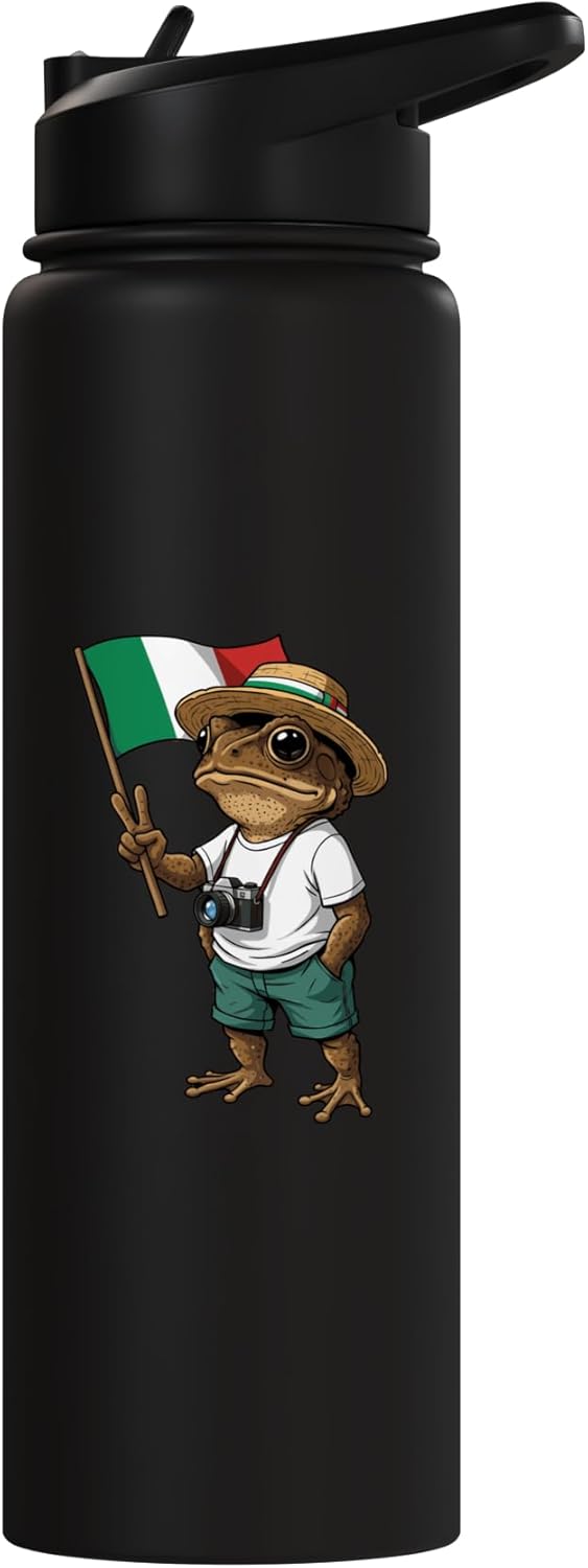 Botella de agua aislada bandera italiana acero inoxidable
