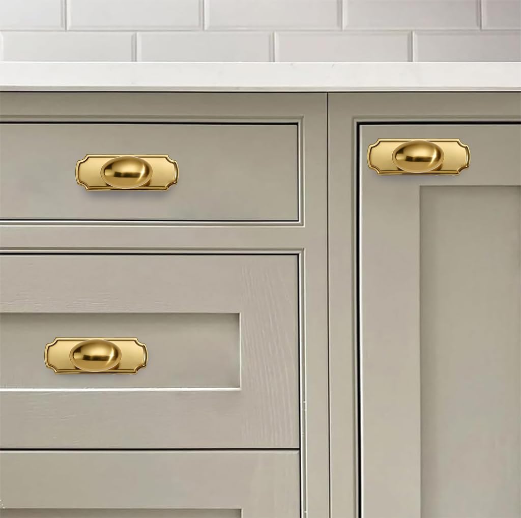 Pack 2 Pomos Latón Pulido Placa Negra Plegables Cocina Baño