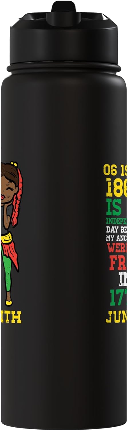 Botella agua acero inox aislada para niñas Afroamericanas