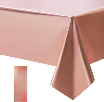 Mantel de plástico color oro rosa acabado mate metálico 40x108 pulg