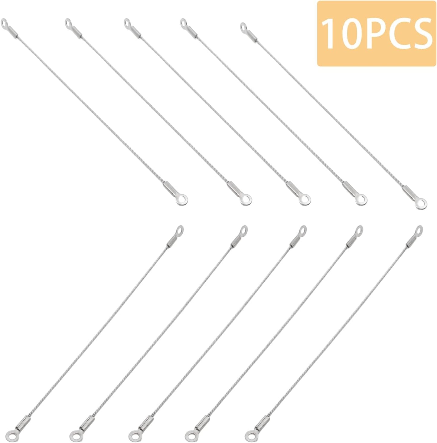 10 Pzas Alambre Plateado 0.059x7.87pulg Acero Inox 304 con Ojales