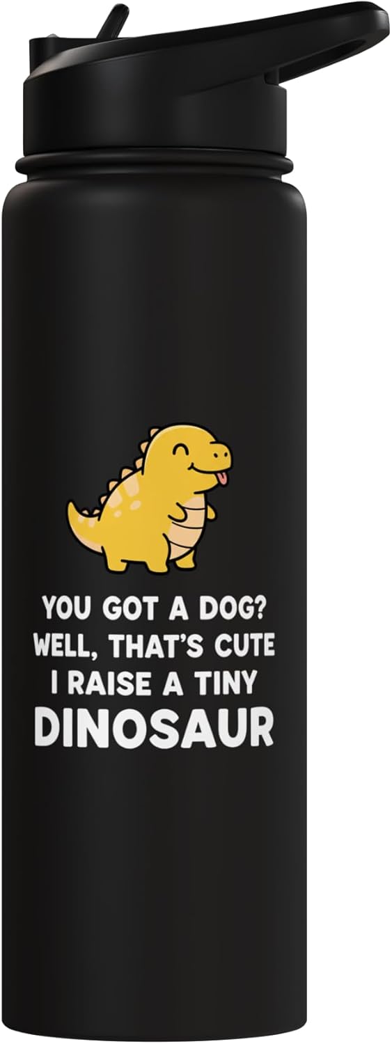 Botella de agua acero inoxidable aislada para niños con dinosaurio