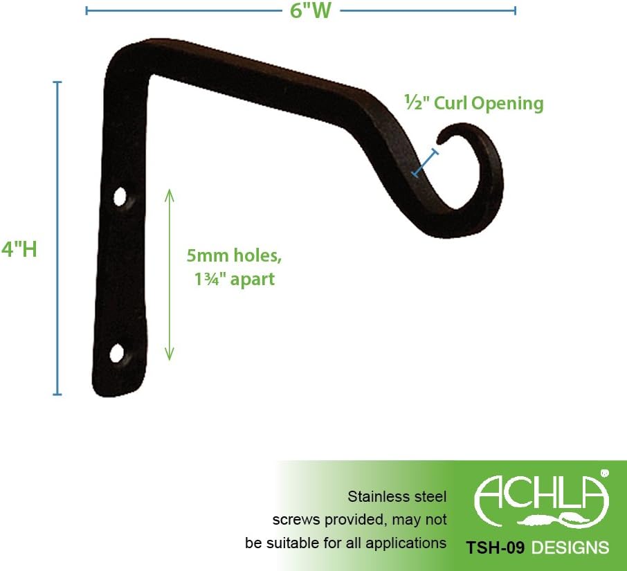 Gancho soporte pared 6pulg negro