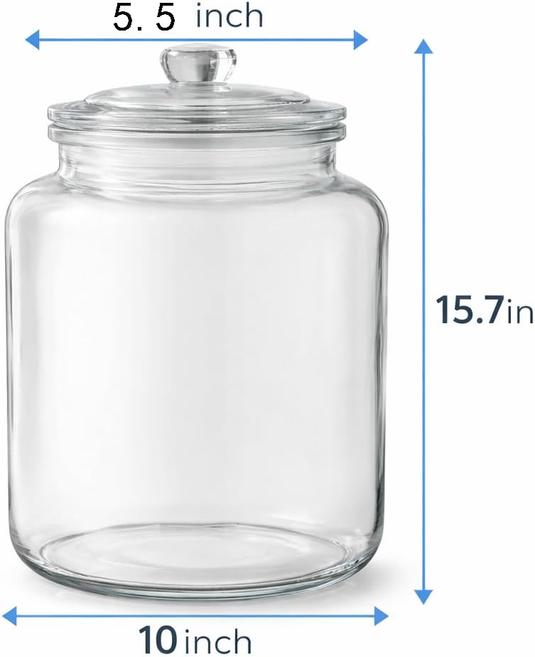 Tarro vidrio 4gal tapa grande hermético para galletas y alimento