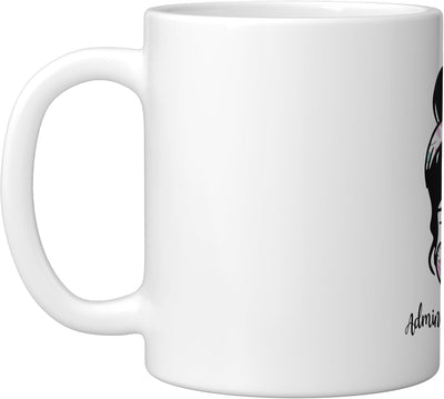 Taza Cerámica para Mamá con Flor y Cabello Desordenado