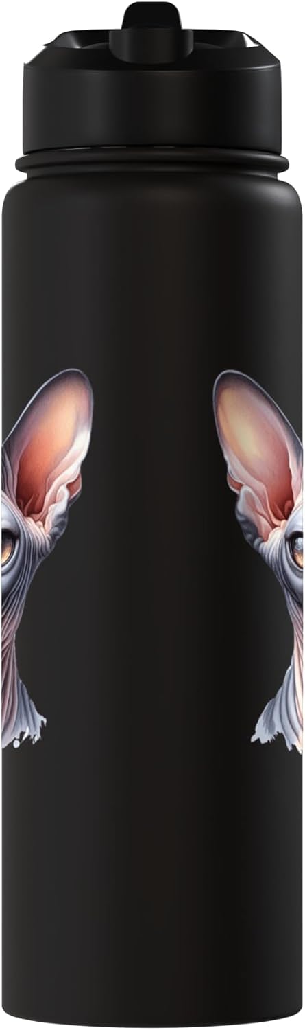 Botella de agua acero inoxidable sin BPA con imagen gato Sphynx
