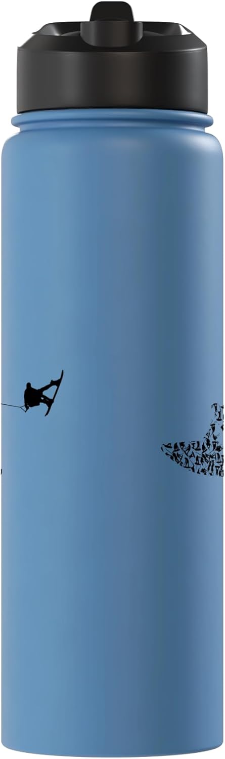 Botella de agua aislada de acero inoxidable wakeboarding