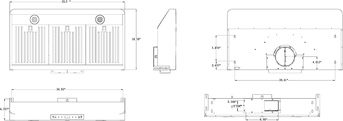 Campana extractora 36pulg acero inox 900CFM control tactil