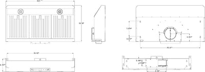 Campana extractora 36pulg acero inox 900CFM control tactil