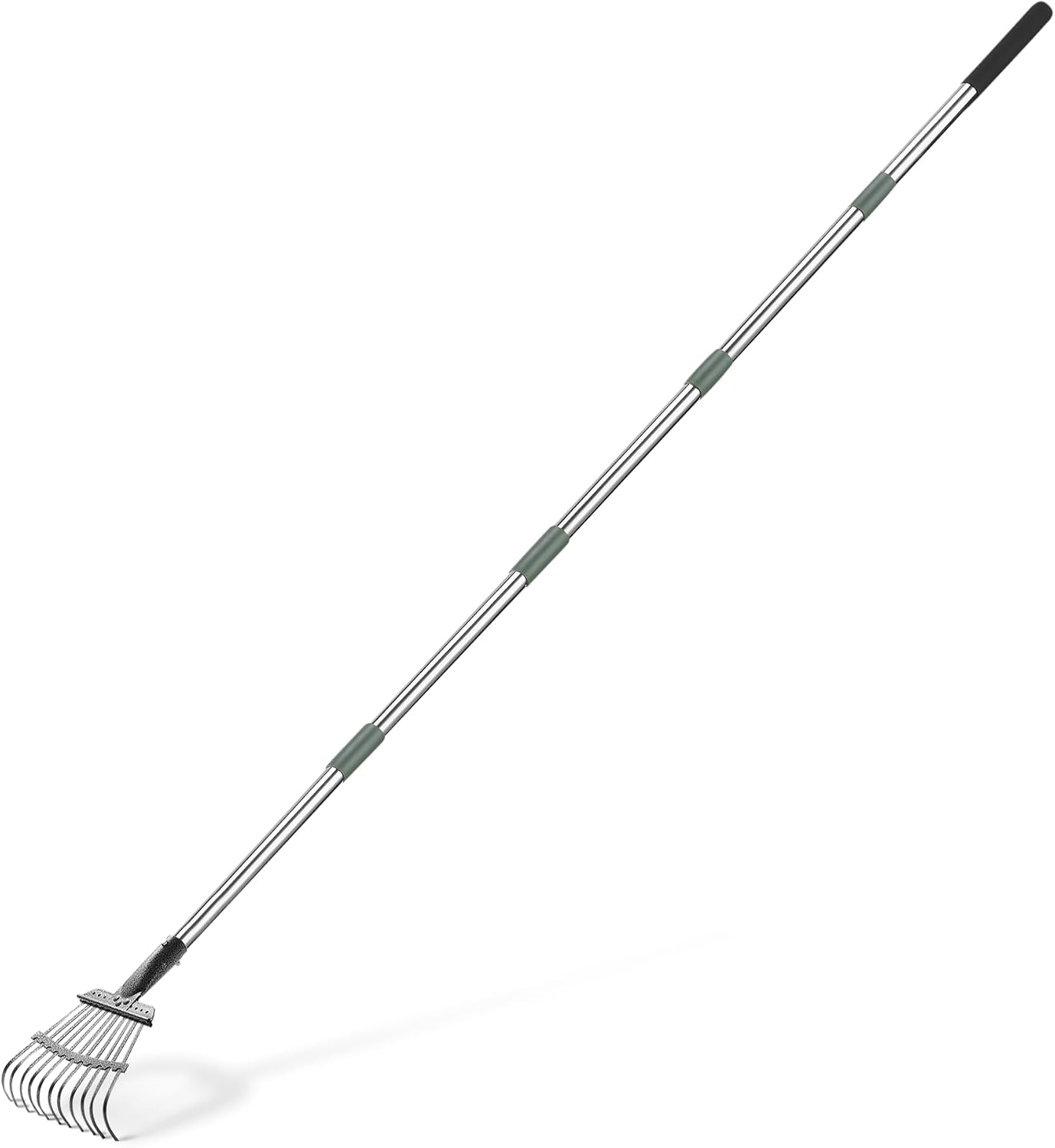 Rastrillo Jardín Mango Acero Negro Ajustable 38.5-80.5pulg