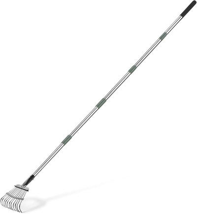 Rastrillo Jardín Mango Acero Negro Ajustable 38.5-80.5pulg