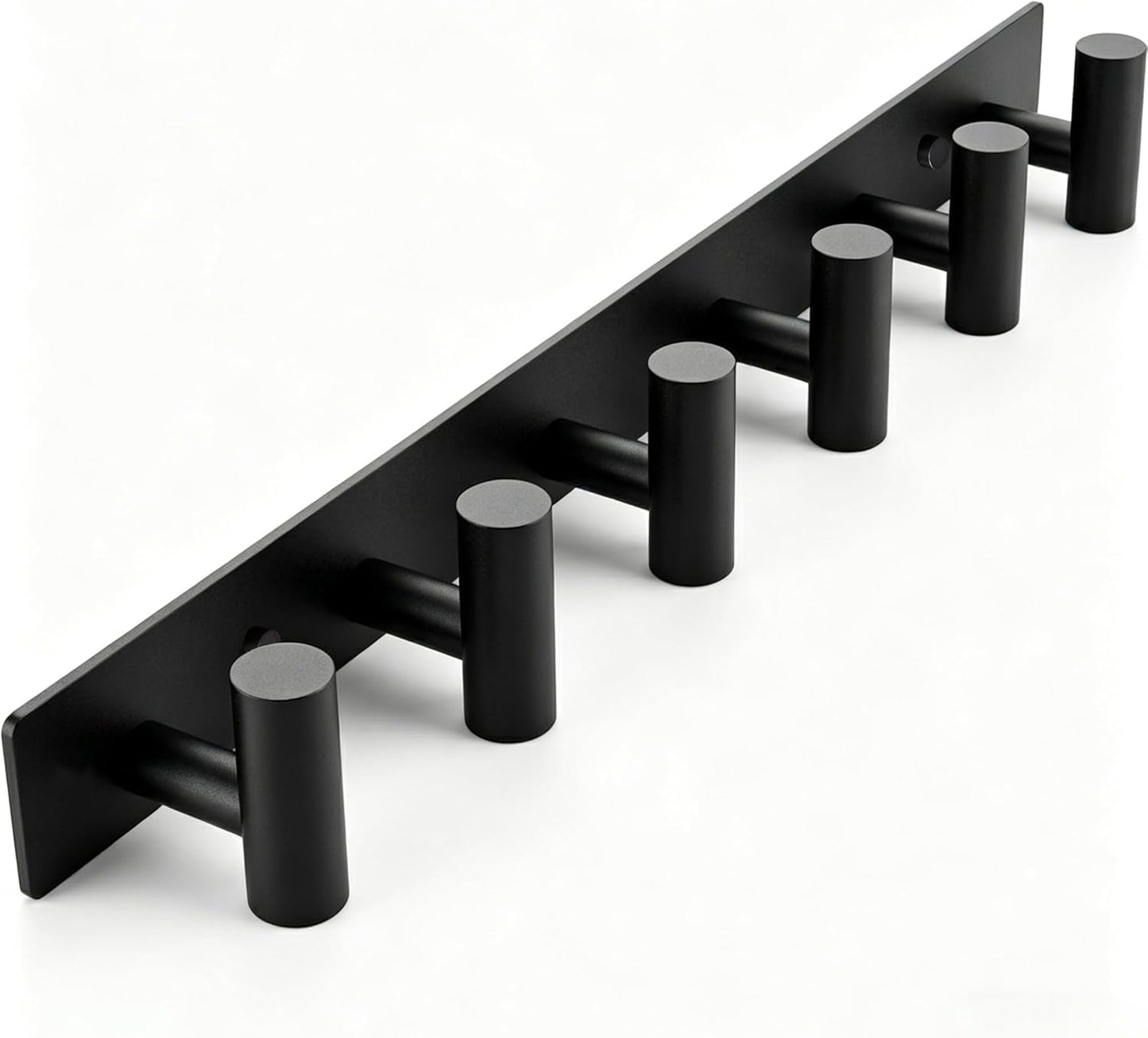 Perchero pared negro mate 6 ganchos acero inox