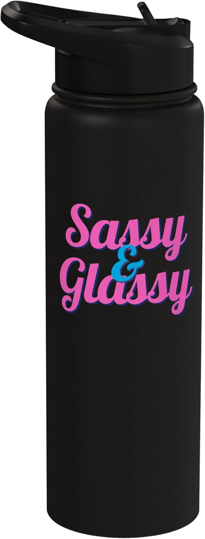 Botella de agua acero inoxidable aislada estilo vidrio tallado sassy