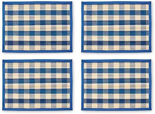 Set 4 Manteles Pajita Tejidos Azules
