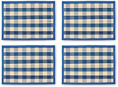 Set 4 Manteles Pajita Tejidos Azules