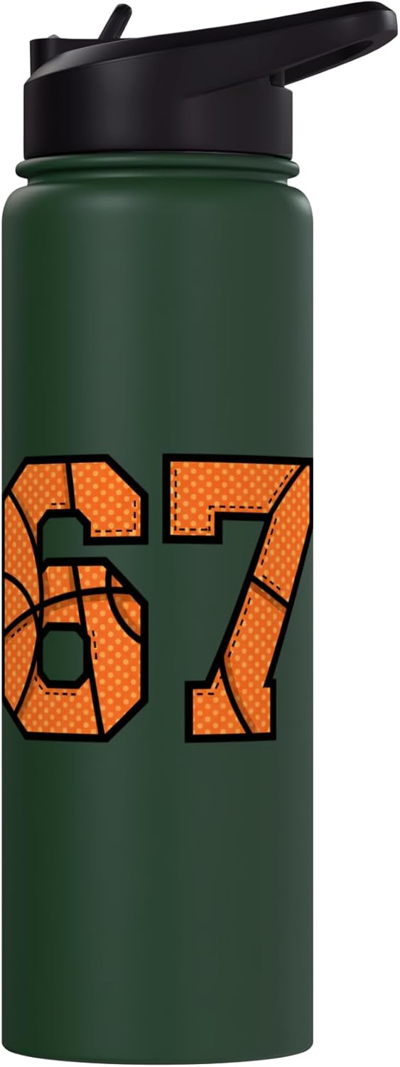 Botella de agua acero inoxidable número 67 retro deportiva
