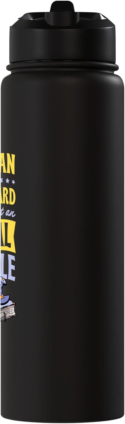 Botella de agua aislada de acero inoxidable Librarian Because Book Wizard
