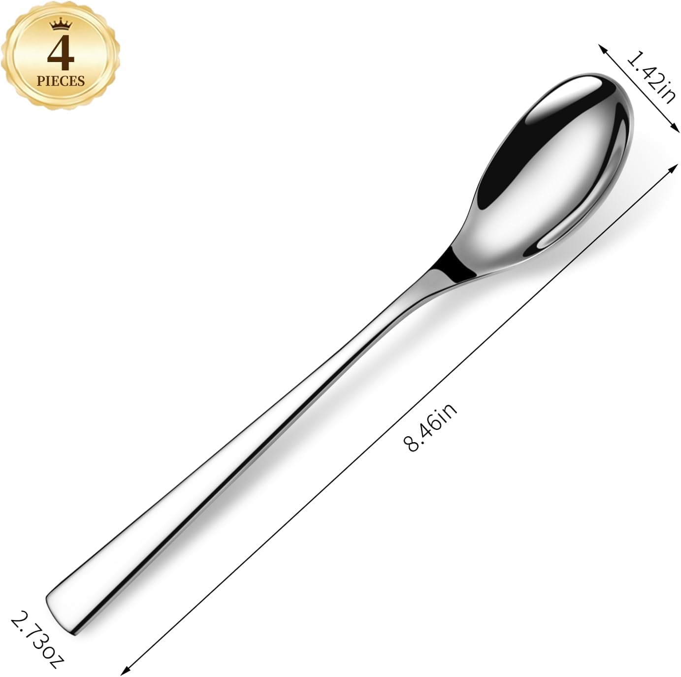 Juego de 4 cucharas de acero inoxidable 18/10 plateadas para hogar y eventos