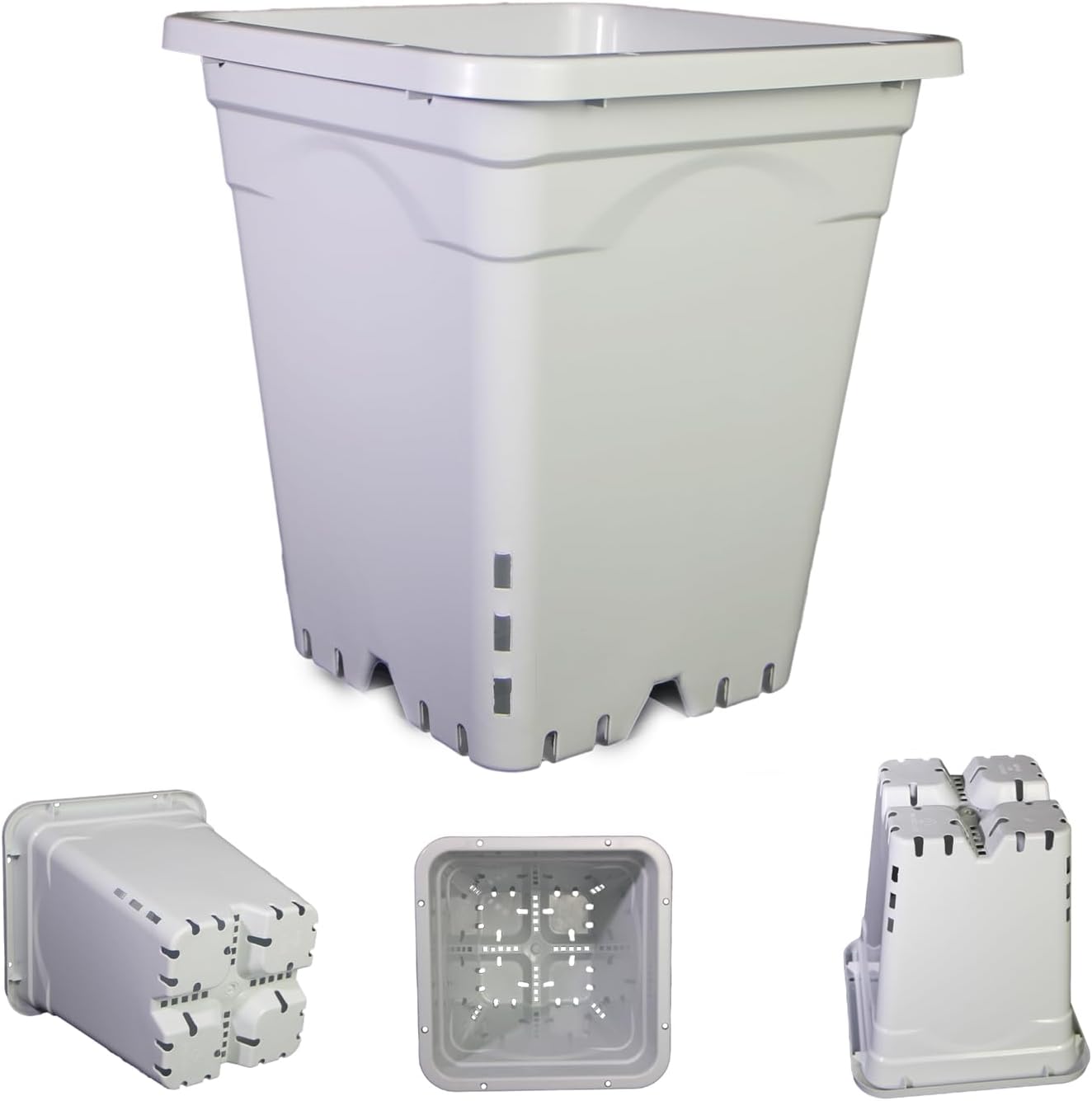 Maceta cuadrada blanca 7x7pulg 9pulg alto set 5