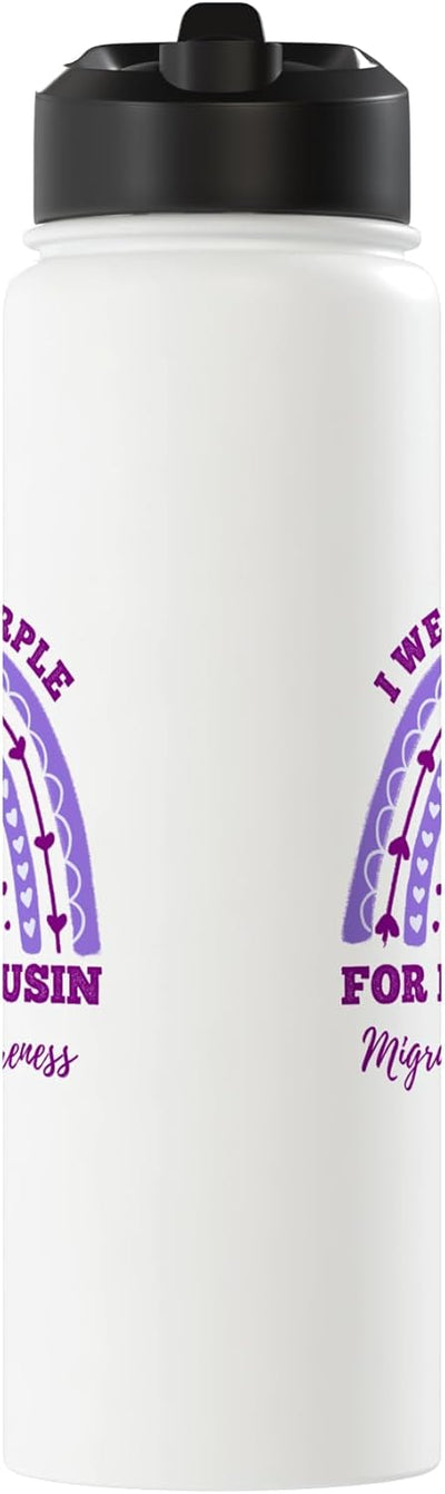 Botella de agua acero inoxidable aislada arco iris para conciencia de migraña