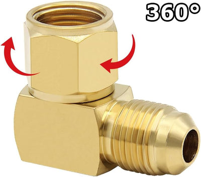 Codo 90° para calentador gas 3/8pulg conector latón 3/8pulg set 2