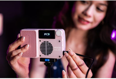 Luz video RGB 25W portátil CRI 95 control APP rosa
