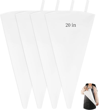 Paquete de 4 bolsas de pastelería reutilizables grandes de 20 pulgadas tela algodón