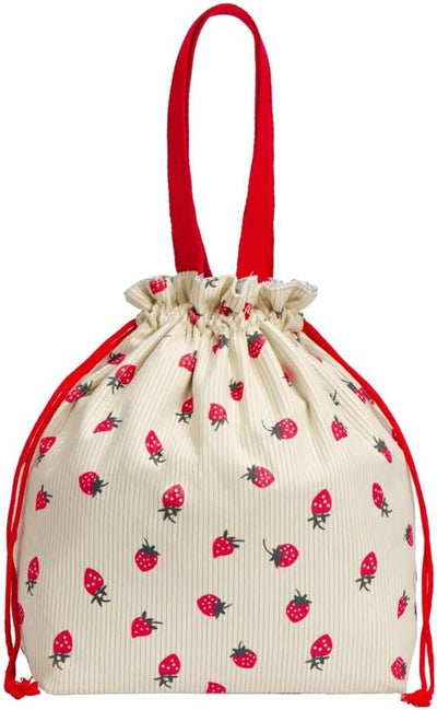 Bolsa almuerzo retro pana con cordón texturizada suave fresa