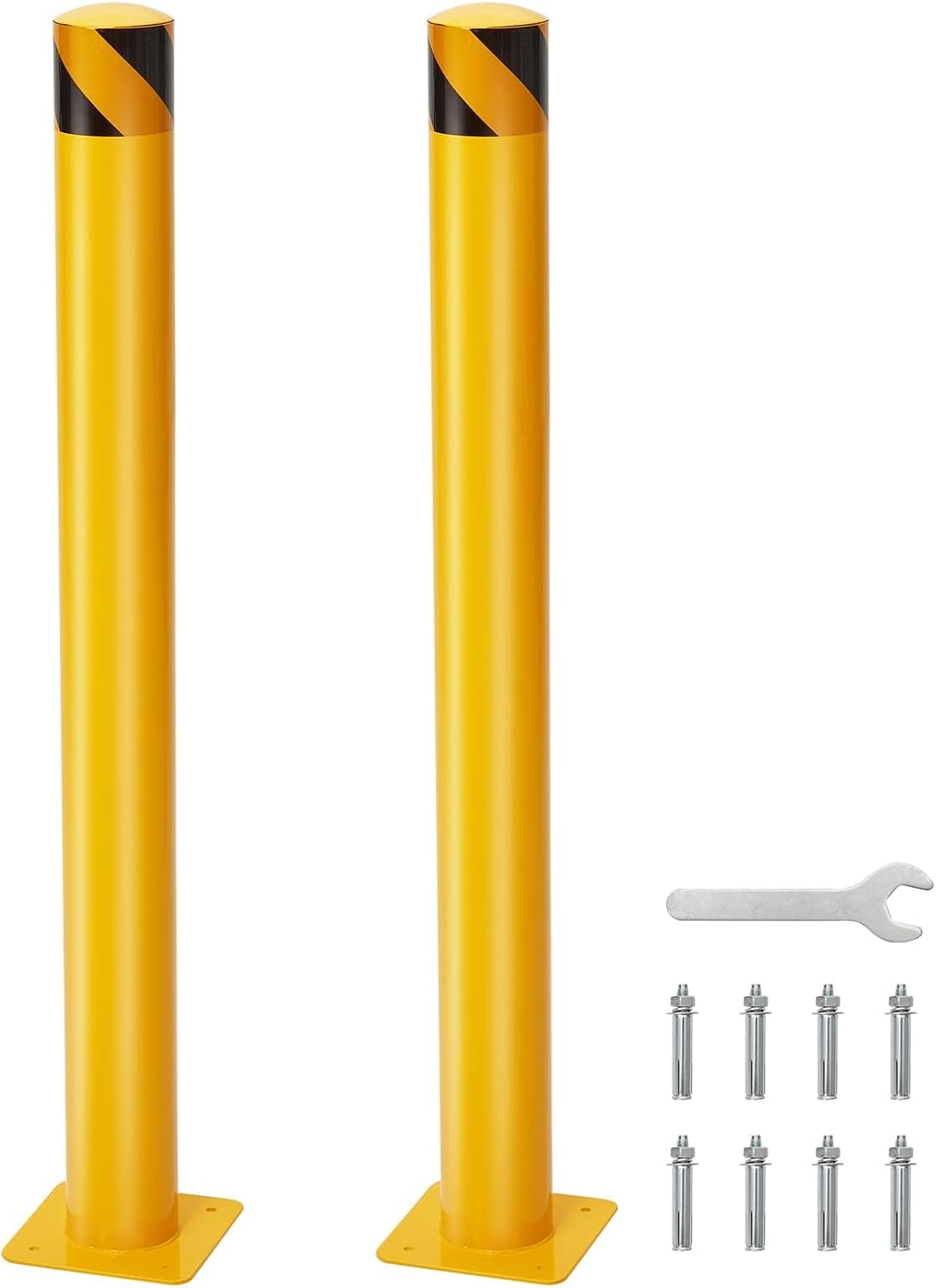 2 Postes Seguridad Acero 36pulg 4.5pulg Diámetro 16 Pernos Anclaje