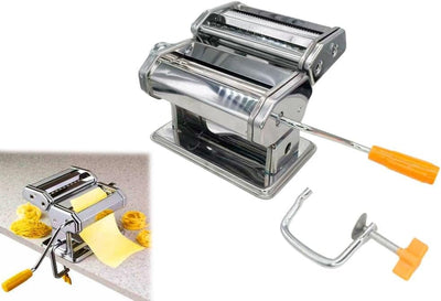 Máquina pasta italiana manual 3 cortadores acero madera
