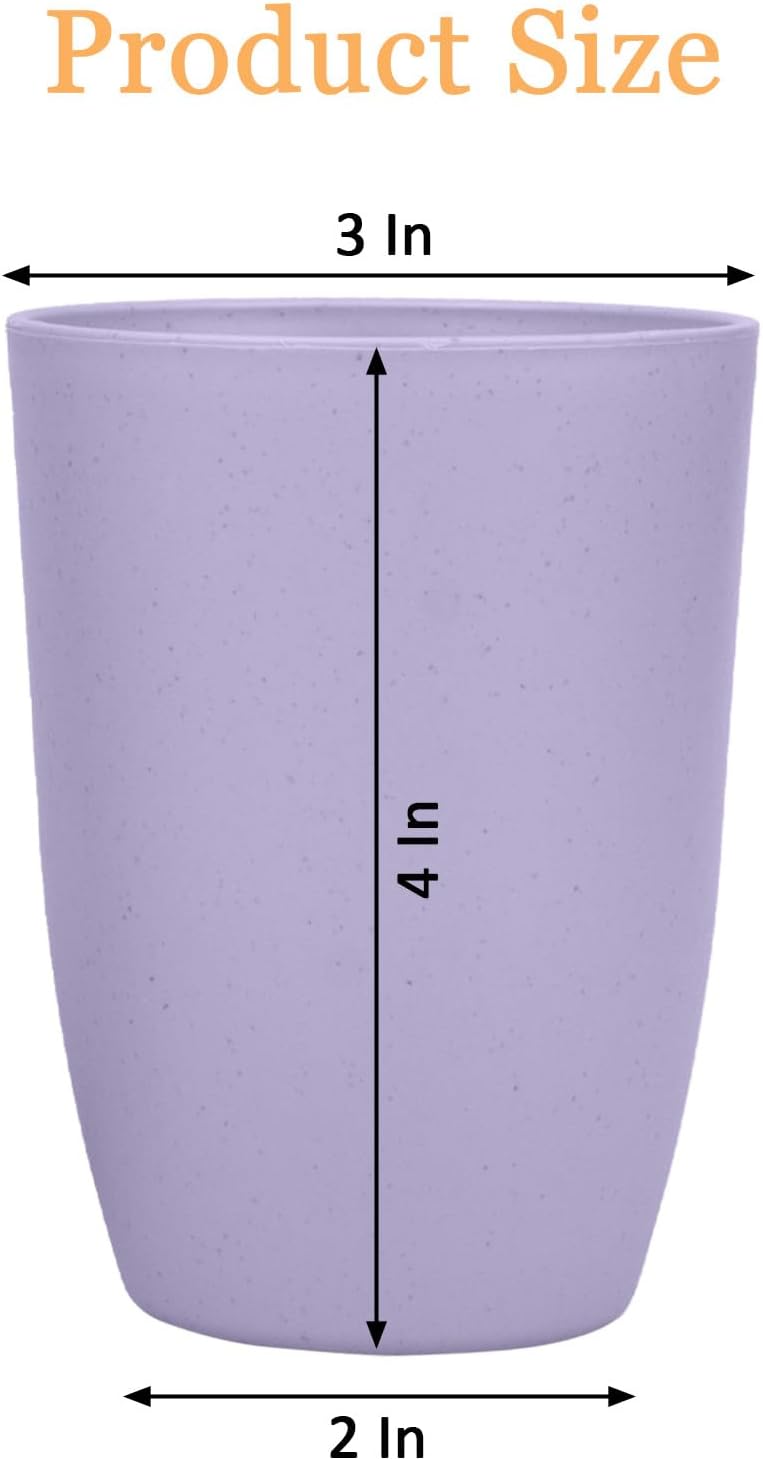 Set 4 vasos paja trigo 12oz reutilizables color morado