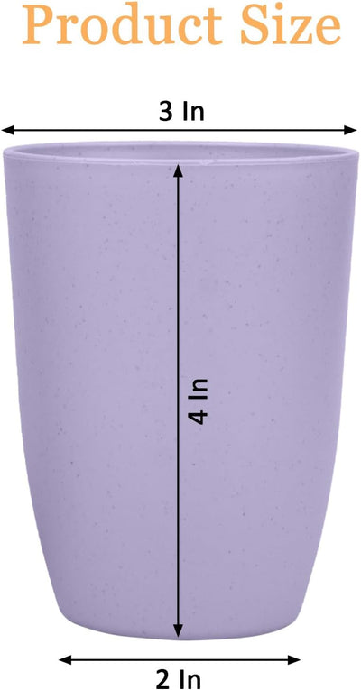 Set 4 vasos paja trigo 12oz reutilizables color morado