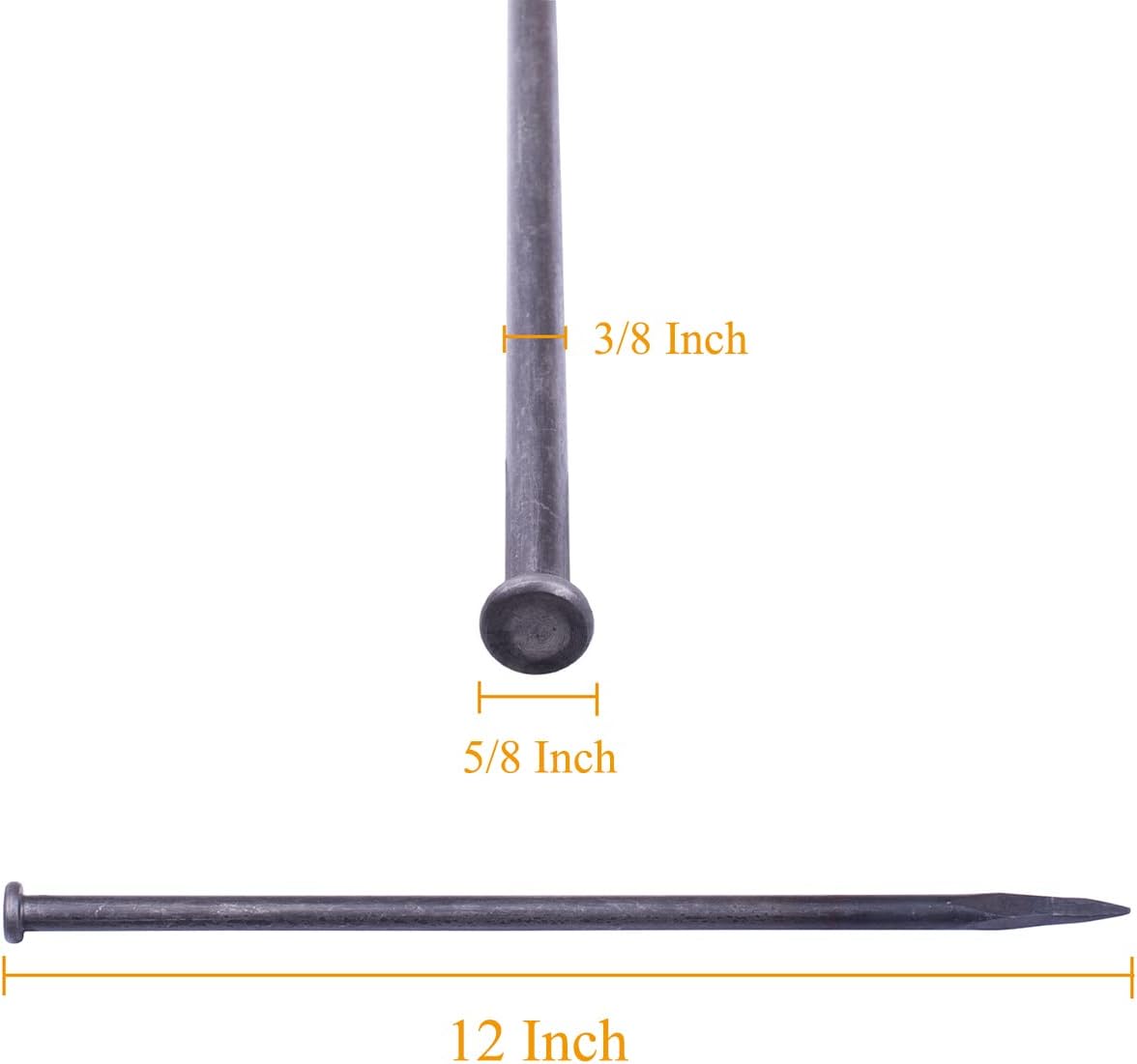 Picos metal 12pulg 10 púas anclaje pavimento malezas