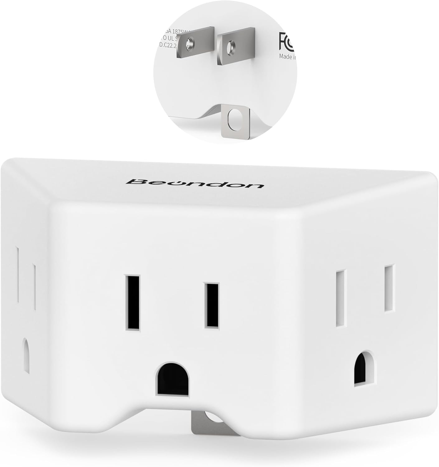 Adaptador 2 a 3 clavijas enchufe multiple pared blanco