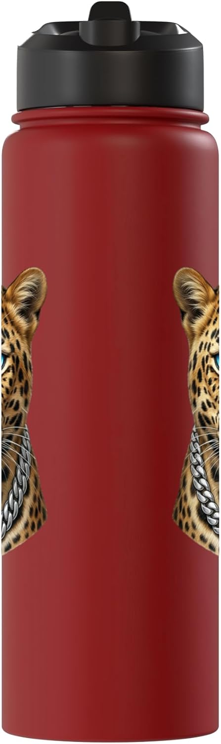 Botella de agua acero inoxidable estampado leopardo