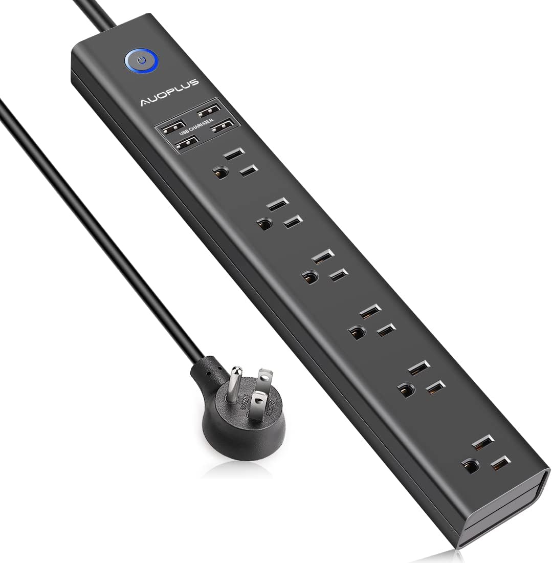 Regleta alimentación 6 salidas CA 4 puertos USB