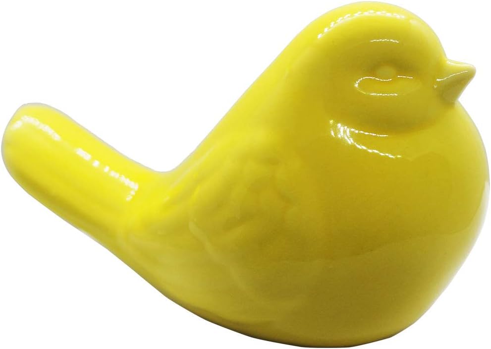 Figura pájaro amarillo cerámica decoración jardín