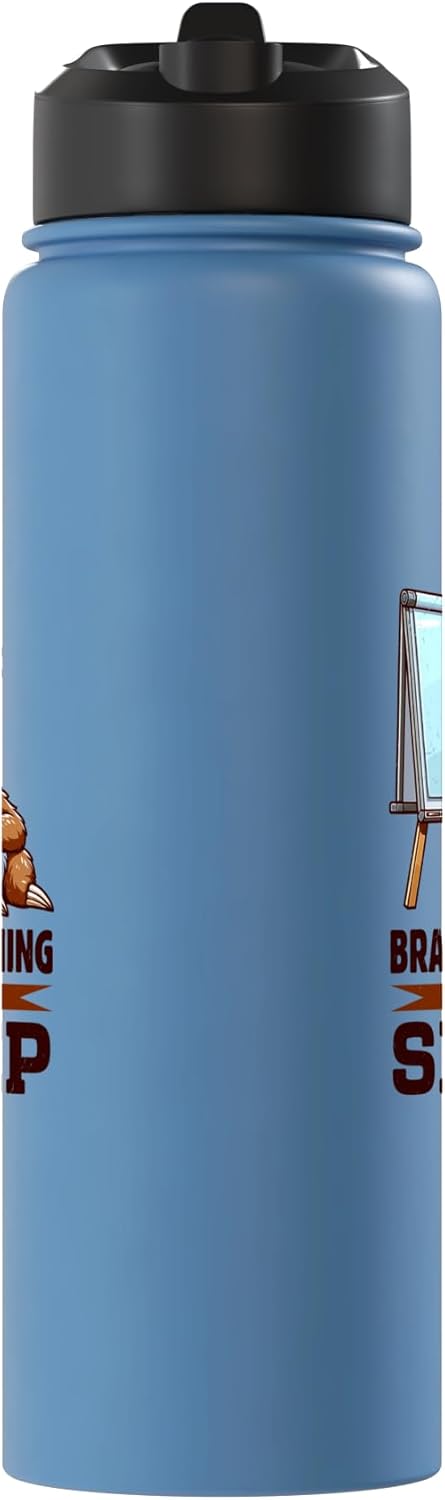 Botella agua acero inox aislada sarcástica oficina