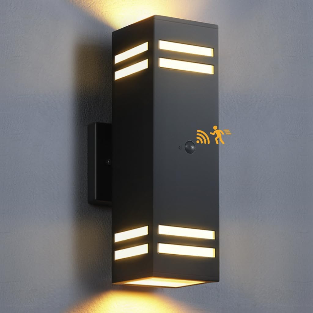 Lámpara pared exterior sensor movimiento LED aluminio