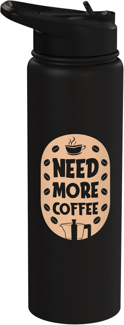 Bote de agua acero inoxidable para amantes del café con frase divertida