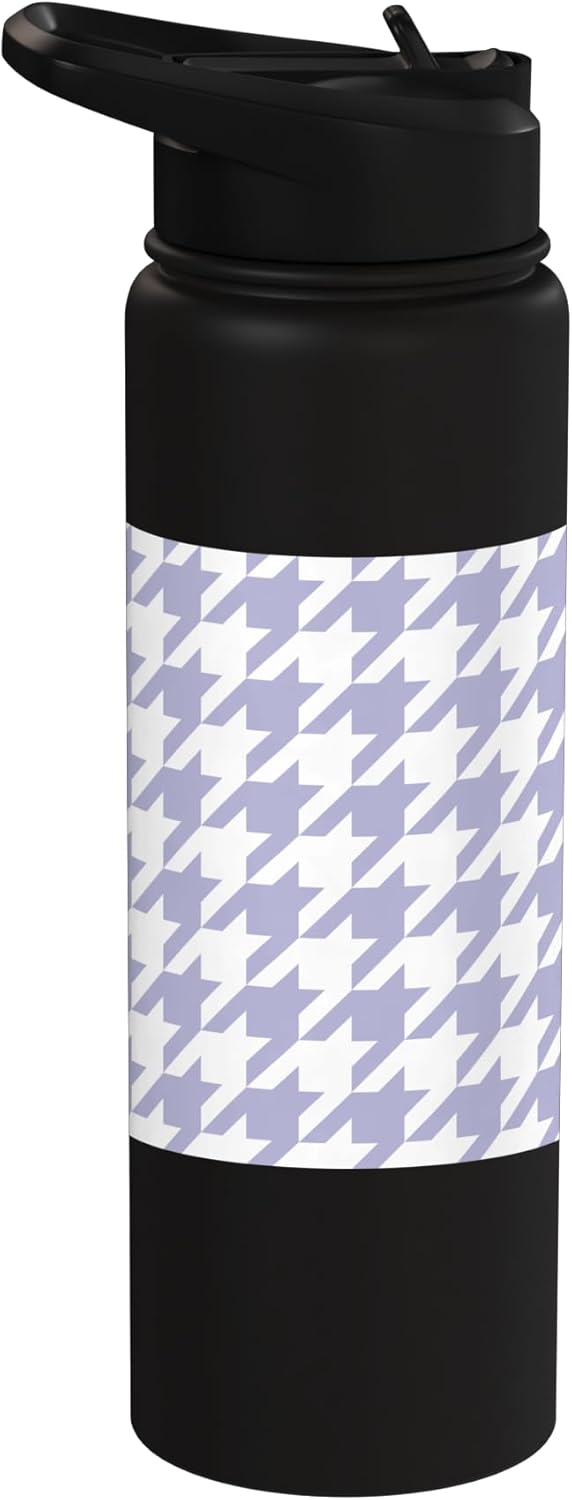 Botella de agua acero inoxidable lilac con estampado houndstooth