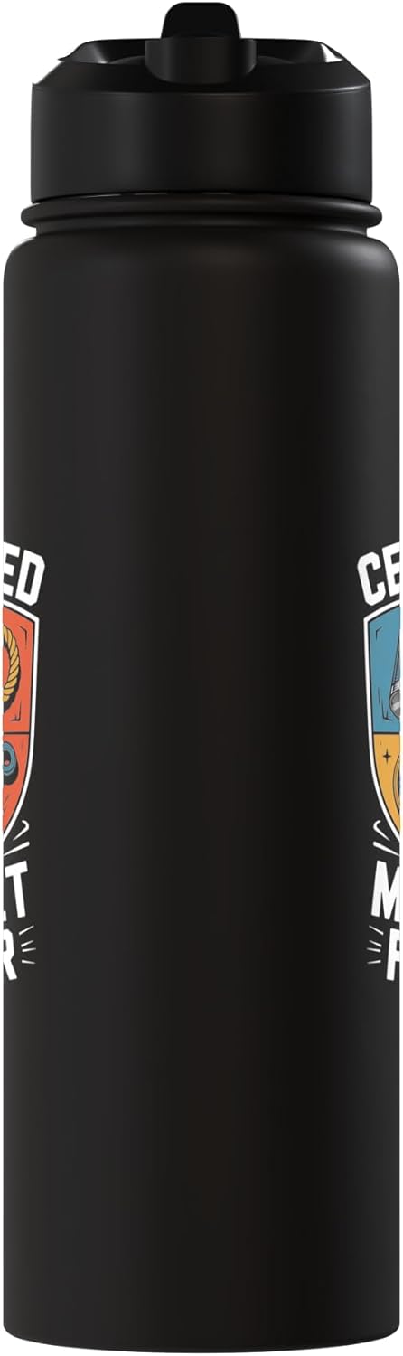 Botella de agua aislada de acero inoxidable con diseño retro