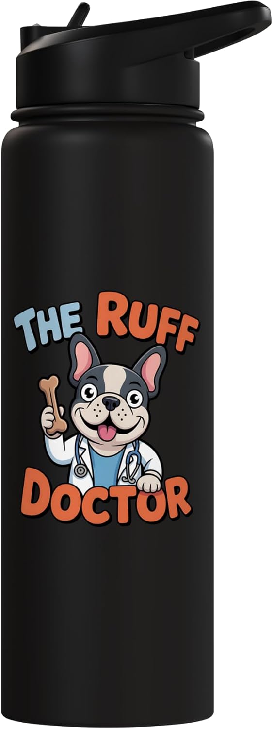 Botella agua acero inox aislada perro bulldog