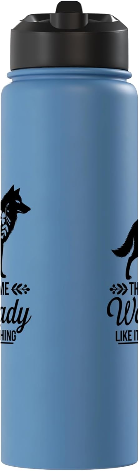 Botella de agua acero inoxidable Wolf Lady aislada