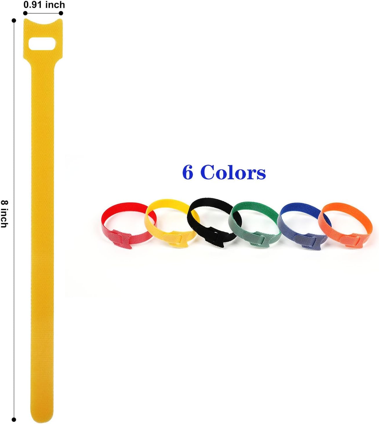 Bridas reutilizables para cables 8pulg tela nailon multicolor