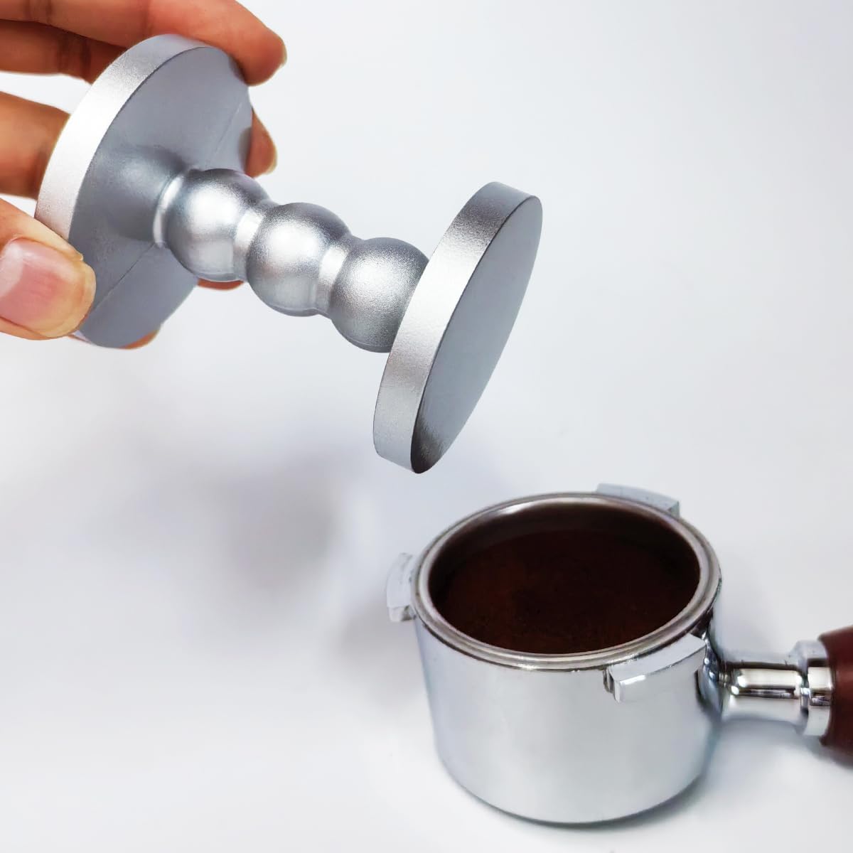 Tamper café doble cara 2.008x2.283pulg plata