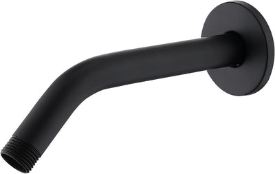 Brazo ducha pared 8pulg brida cinta teflón negro mate